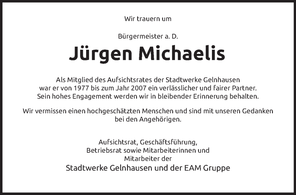  Traueranzeige für Jürgen Michaelis vom 03.06.2023 aus Mittelhessen-Bote