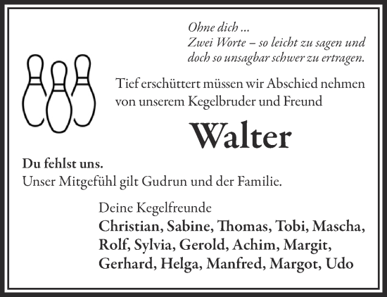Traueranzeige von Walter  von Gelnhäuser Neue Zeitung
