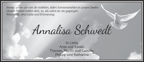 Traueranzeige von Annalisa Schwedt von Gelnhäuser Neue Zeitung