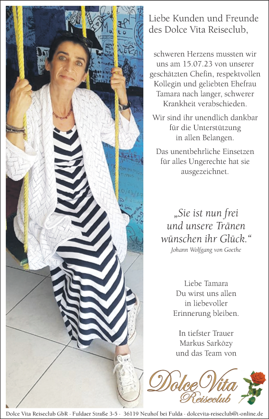 Traueranzeige von Tamara  von Gelnhäuser Neue Zeitung