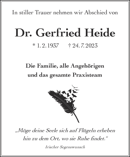 Traueranzeige von Gerfried Heide von Gelnhäuser Neue Zeitung