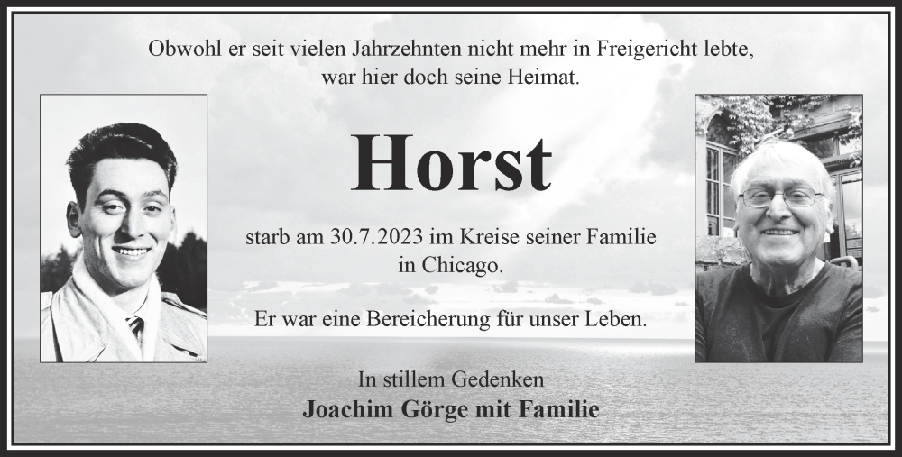  Traueranzeige für Horst  vom 12.08.2023 aus Gelnhäuser Neue Zeitung