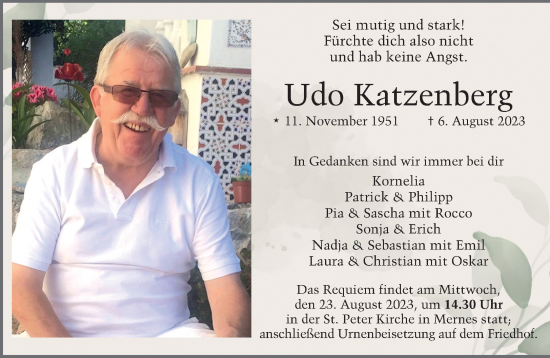 Traueranzeige von Udo Katzenberg von Gelnhäuser Neue Zeitung