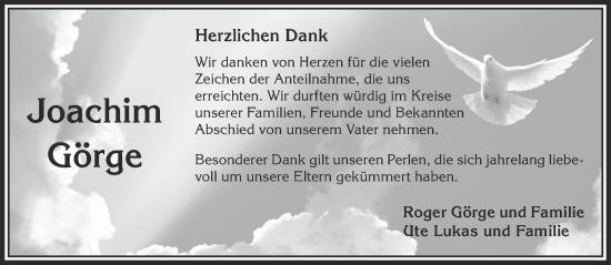 Traueranzeige von Joachim Görge von Gelnhäuser Neue Zeitung