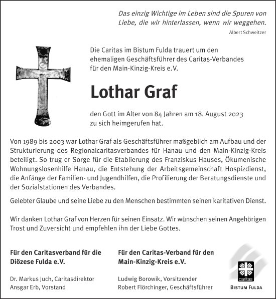 Traueranzeige von Lothar Graf von Mittelhessen-Bote