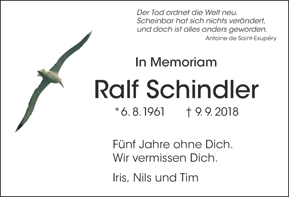  Traueranzeige für Ralf Schindler vom 09.09.2023 aus Gelnhäuser Neue Zeitung