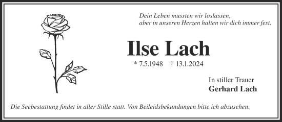 Traueranzeige von Ilse Lach von Gelnhäuser Neue Zeitung