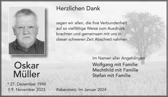 Traueranzeige von Oskar Müller von Gelnhäuser Neue Zeitung