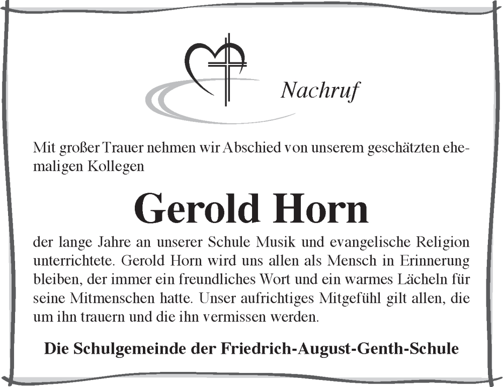  Traueranzeige für Gerold Horn vom 05.10.2024 aus Gelnhäuser Neue Zeitung