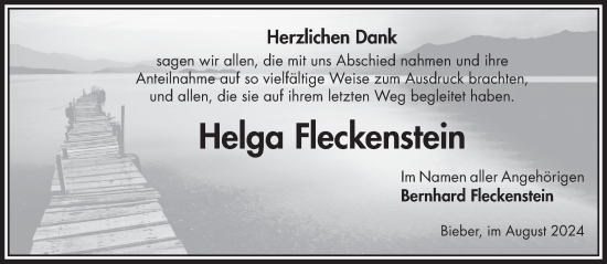 Traueranzeige von Helga Fleckenstein von Gelnhäuser Neue Zeitung