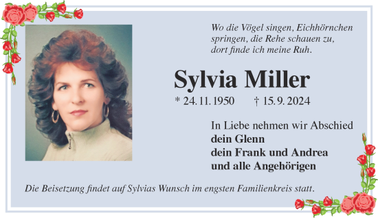 Traueranzeige von Sylvia Miller von Gelnhäuser Neue Zeitung