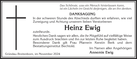 Traueranzeige von Heinz Ewig von Gelnhäuser Neue Zeitung