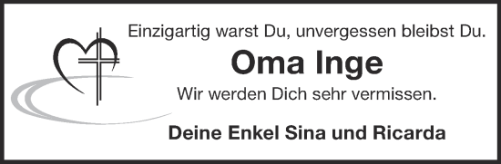 Traueranzeige von Inge  von Mittelhessen-Bote
