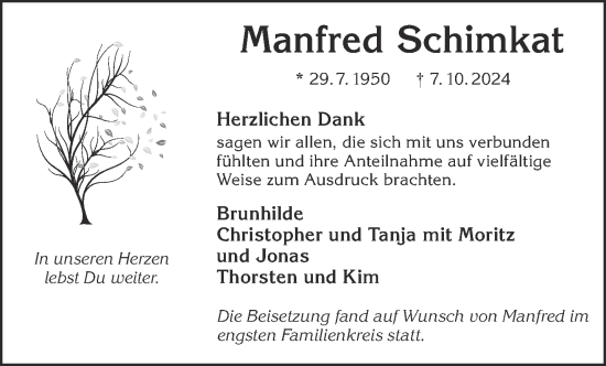 Traueranzeige von Manfred Schimkat von Gelnhäuser Neue Zeitung