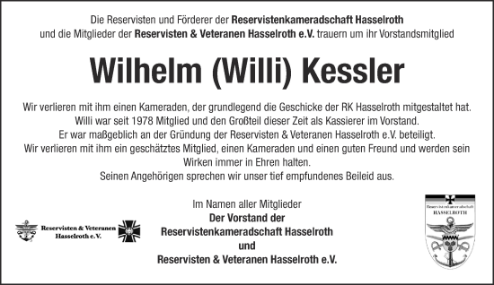 Traueranzeige von Wilhelm Kessler von Mittelhessen-Bote