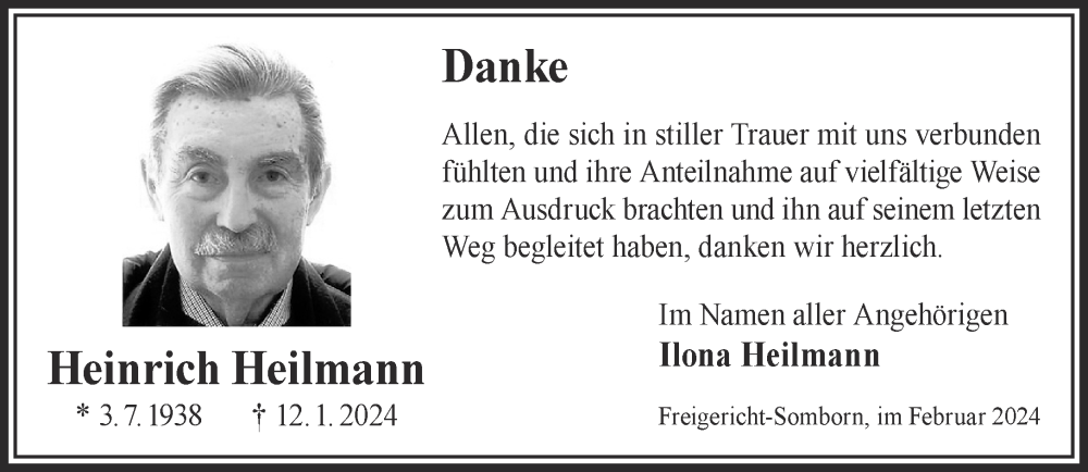  Traueranzeige für Heinrich Heilmann vom 24.02.2024 aus Gelnhäuser Neue Zeitung