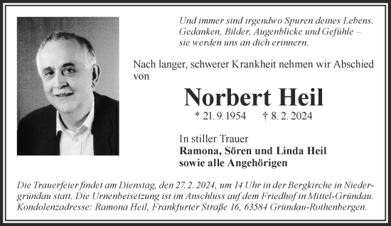 Traueranzeige von Norbert Heil von Gelnhäuser Neue Zeitung