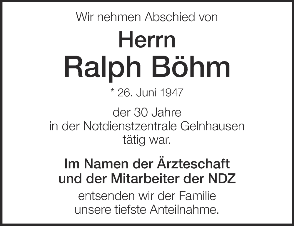  Traueranzeige für Ralph Böhm vom 17.02.2024 aus Gelnhäuser Neue Zeitung