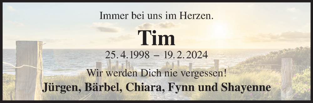  Traueranzeige für Tim Altscher vom 24.02.2024 aus Gelnhäuser Neue Zeitung