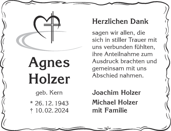 Traueranzeige von Agnes Holzer von Gelnhäuser Neue Zeitung