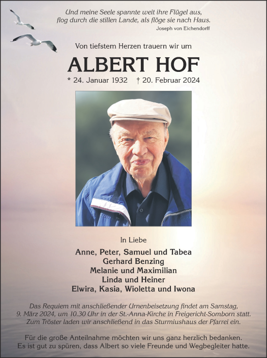 Traueranzeige von Albert Hof von Mittelhessen-Bote