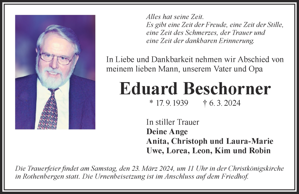  Traueranzeige für Eduard Beschorner vom 16.03.2024 aus Gelnhäuser Neue Zeitung