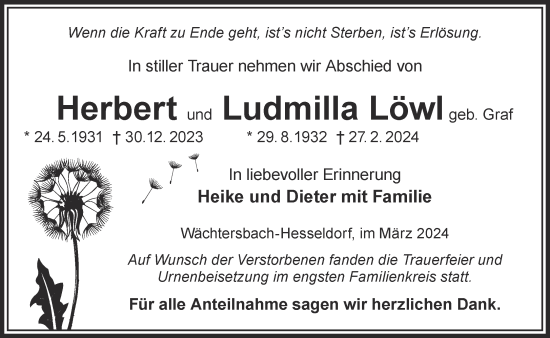 Traueranzeige von Herbert Löwl von Gelnhäuser Neue Zeitung