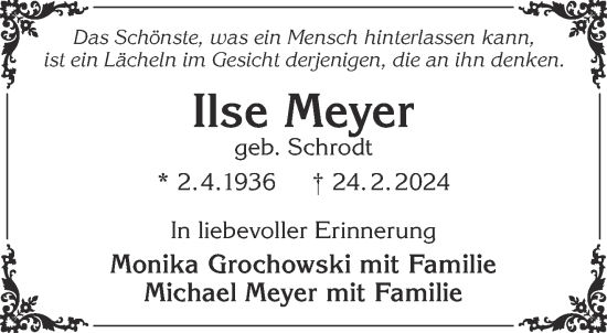 Traueranzeige von Ilse Meyer von Gelnhäuser Neue Zeitung