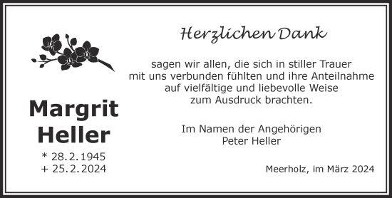 Traueranzeige von Margrit Heller von Gelnhäuser Neue Zeitung
