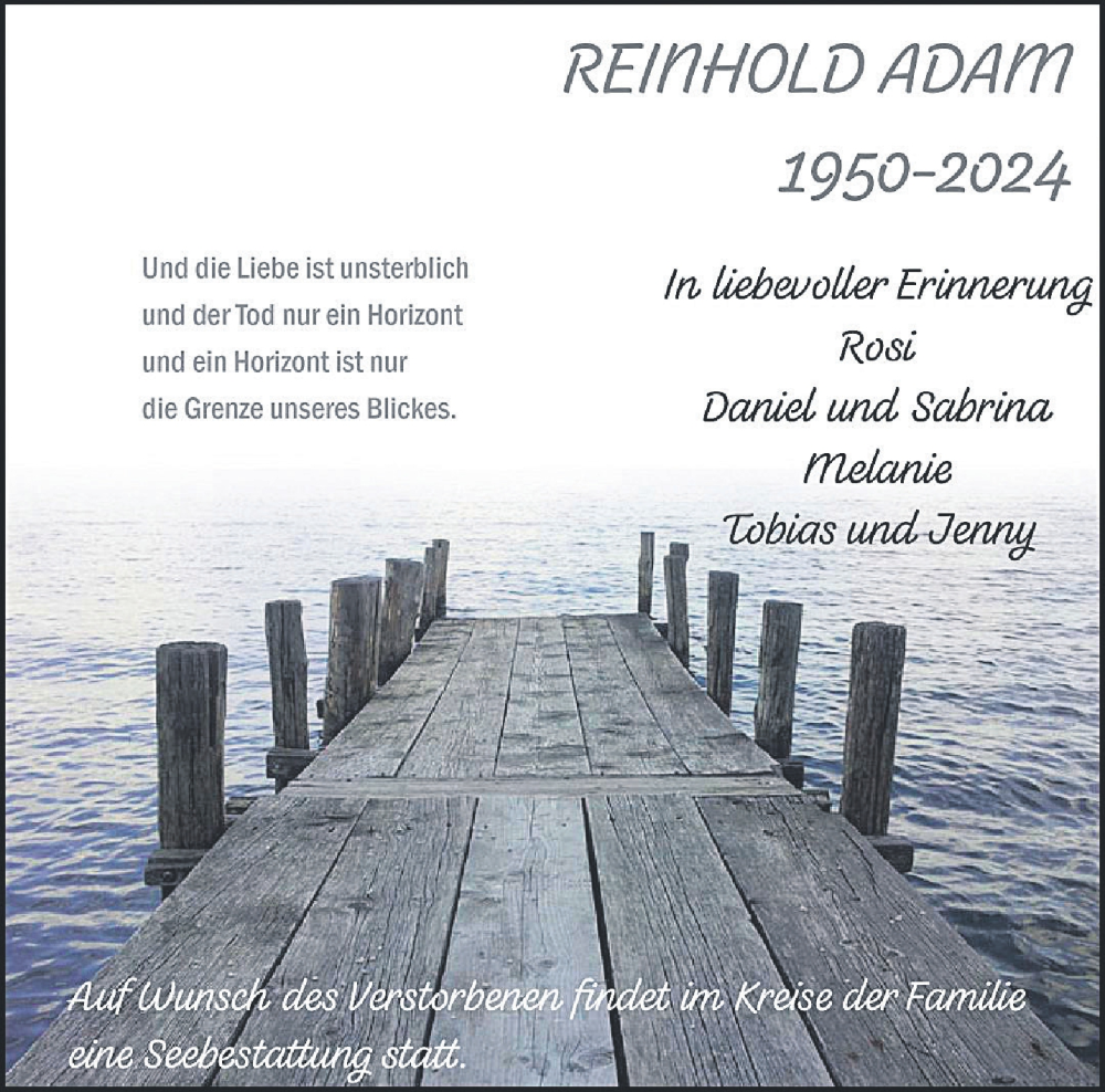  Traueranzeige für Reinhold Adam vom 09.03.2024 aus Gelnhäuser Neue Zeitung