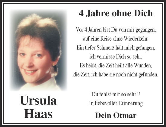 Traueranzeige von Ursula Haas von Mittelhessen-Bote