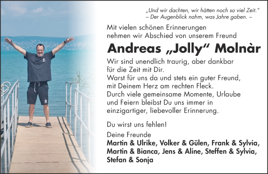 Traueranzeige von Andreas Molnar von Mittelhessen-Bote