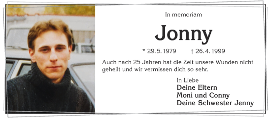 Traueranzeige von Jonny  von Gelnhäuser Neue Zeitung