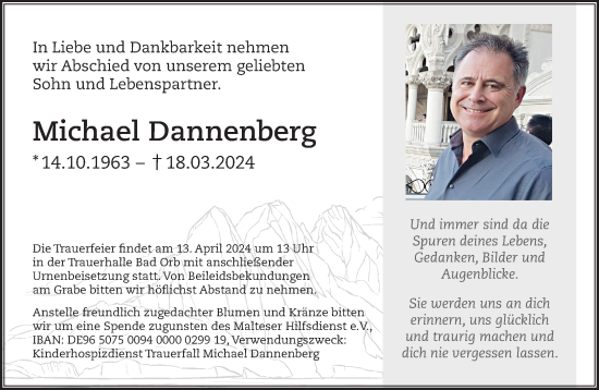 Traueranzeige von Michael Dannenberg von Gelnhäuser Neue Zeitung