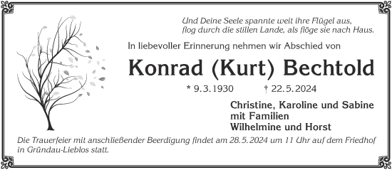 Traueranzeige von Konrad  Bechtold von Gelnhäuser Neue Zeitung