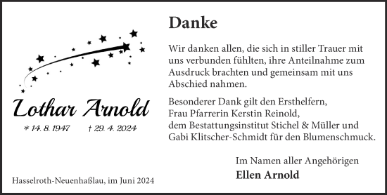 Traueranzeige von Lothar Arnold von Gelnhäuser Neue Zeitung