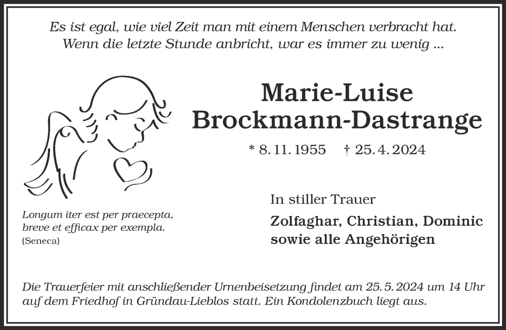  Traueranzeige für Marie-Luise Brockmann-Dastrange vom 25.05.2024 aus Mittelhessen-Bote