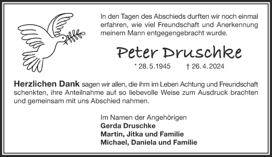 Traueranzeige von Peter Druschke von Gelnhäuser Neue Zeitung