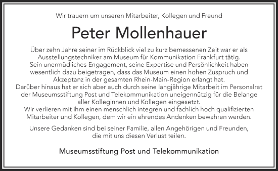Traueranzeige von Peter Mollenhauer von Gelnhäuser Neue Zeitung