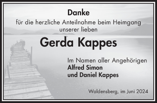 Traueranzeige von Gerda Kappes von Gelnhäuser Neue Zeitung