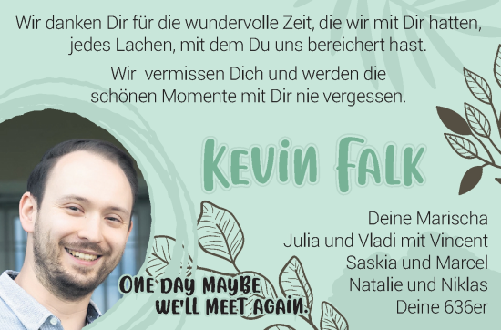Traueranzeige von Kevin Falk von Gelnhäuser Neue Zeitung