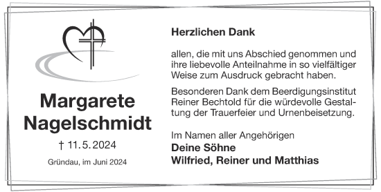 Traueranzeige von Margarete Nagelschmidt von Gelnhäuser Neue Zeitung
