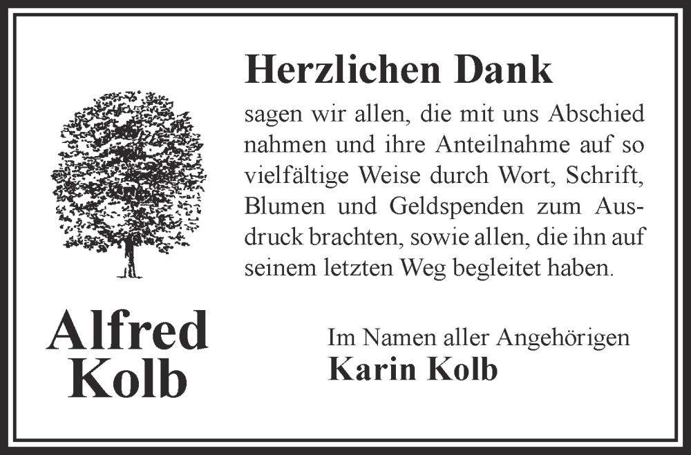  Traueranzeige für Alfred Kolb vom 27.07.2024 aus Gelnhäuser Neue Zeitung