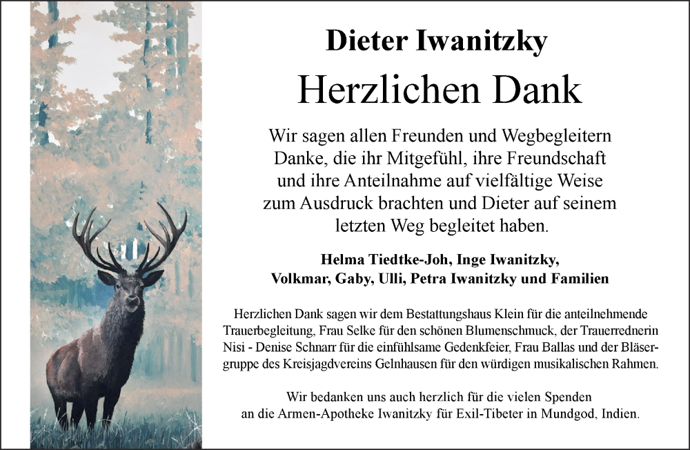  Traueranzeige für Dieter Iwanitzky vom 27.07.2024 aus Gelnhäuser Neue Zeitung