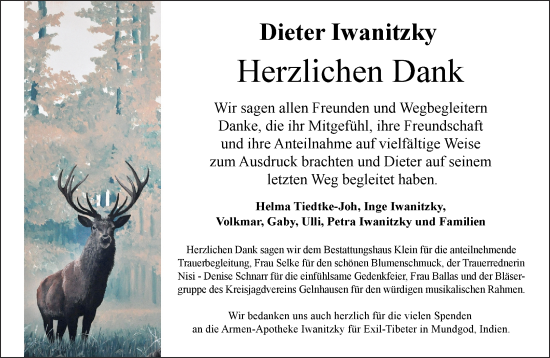 Traueranzeige von Dieter Iwanitzky von Gelnhäuser Neue Zeitung