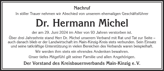 Traueranzeige von Hermann Michel von Gelnhäuser Neue Zeitung