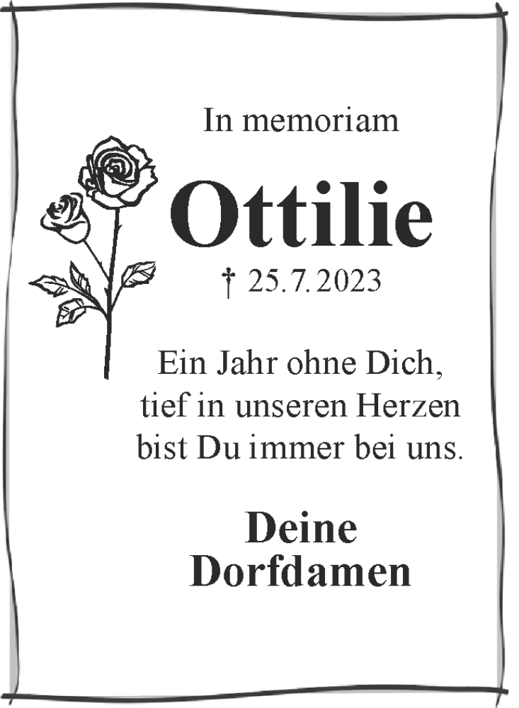  Traueranzeige für Ottilie Horr vom 27.07.2024 aus Mittelhessen-Bote