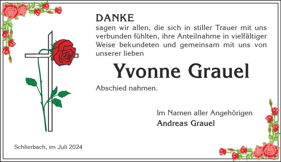 Traueranzeige von Yvonne Grauel von Gelnhäuser Neue Zeitung