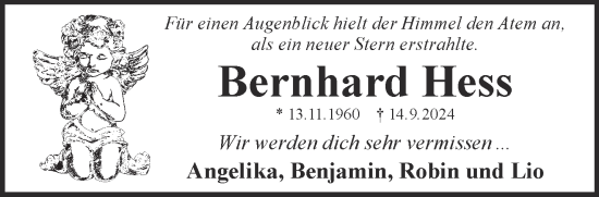 Traueranzeige von Bernhard Hess von Gelnhäuser Neue Zeitung