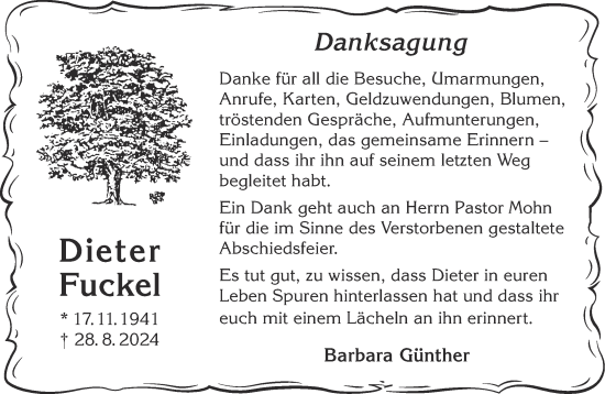 Traueranzeige von Dieter Fuckel von Gelnhäuser Neue Zeitung